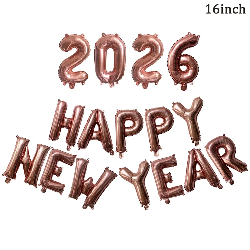 16 قطعة 16 بوصة سنة جديدة سعيدة 2026 عدد الحروف بالونات السنة الجديدة حفلة خلفية بالونات عيد الميلاد المنزل عطلة لوازم الحفلات #4