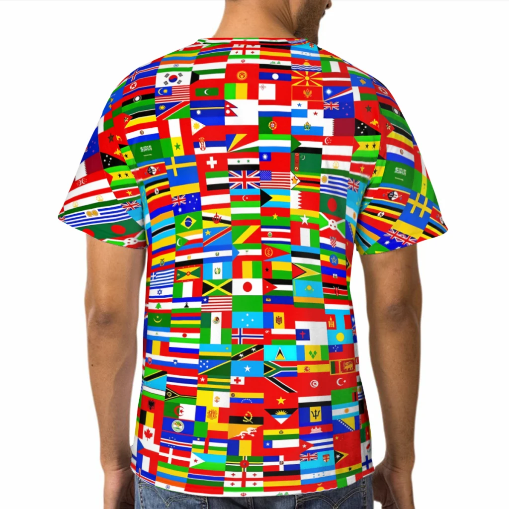 Color Polyester TShirts Flags Of The World Print Homme Thin T Shirt Hipster Tops