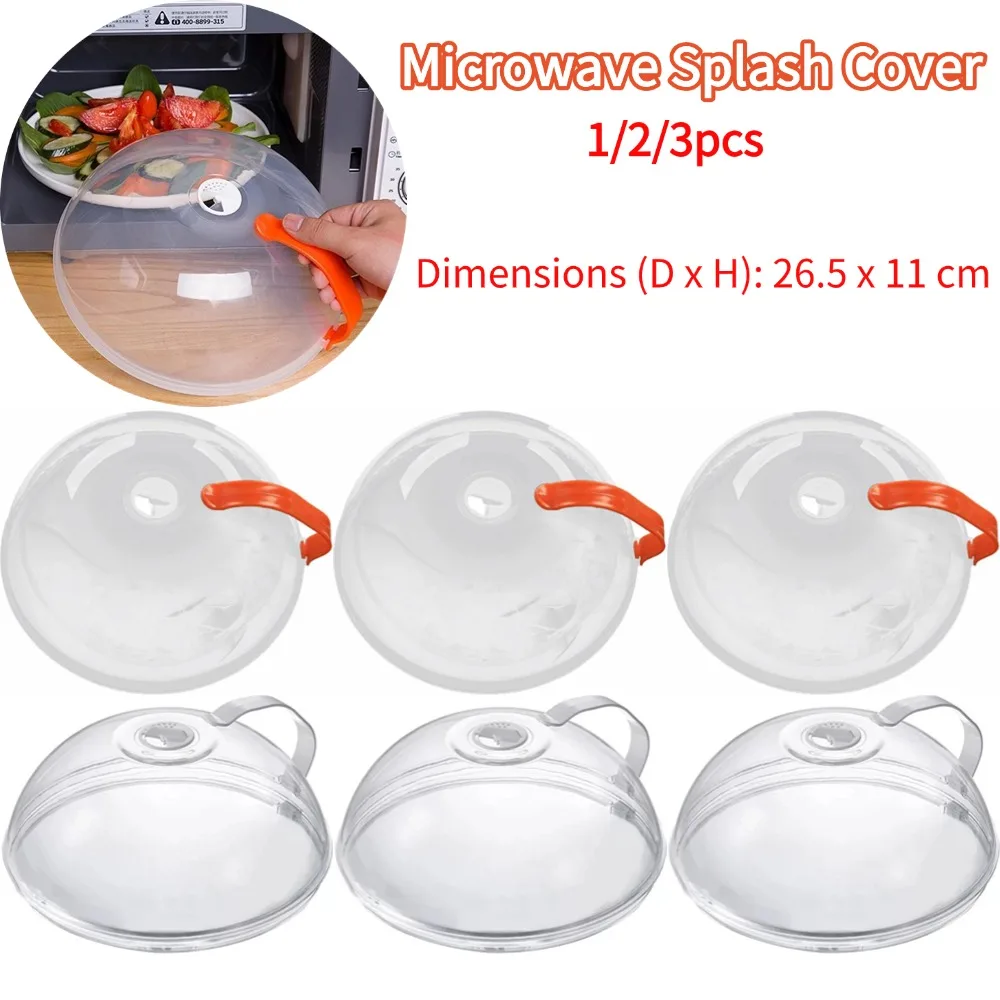Microwave Splash Cover Thickened Transparent Splash-proof Cover with Handle BPA-free Plate Food Cover With Handle Anti-splatter