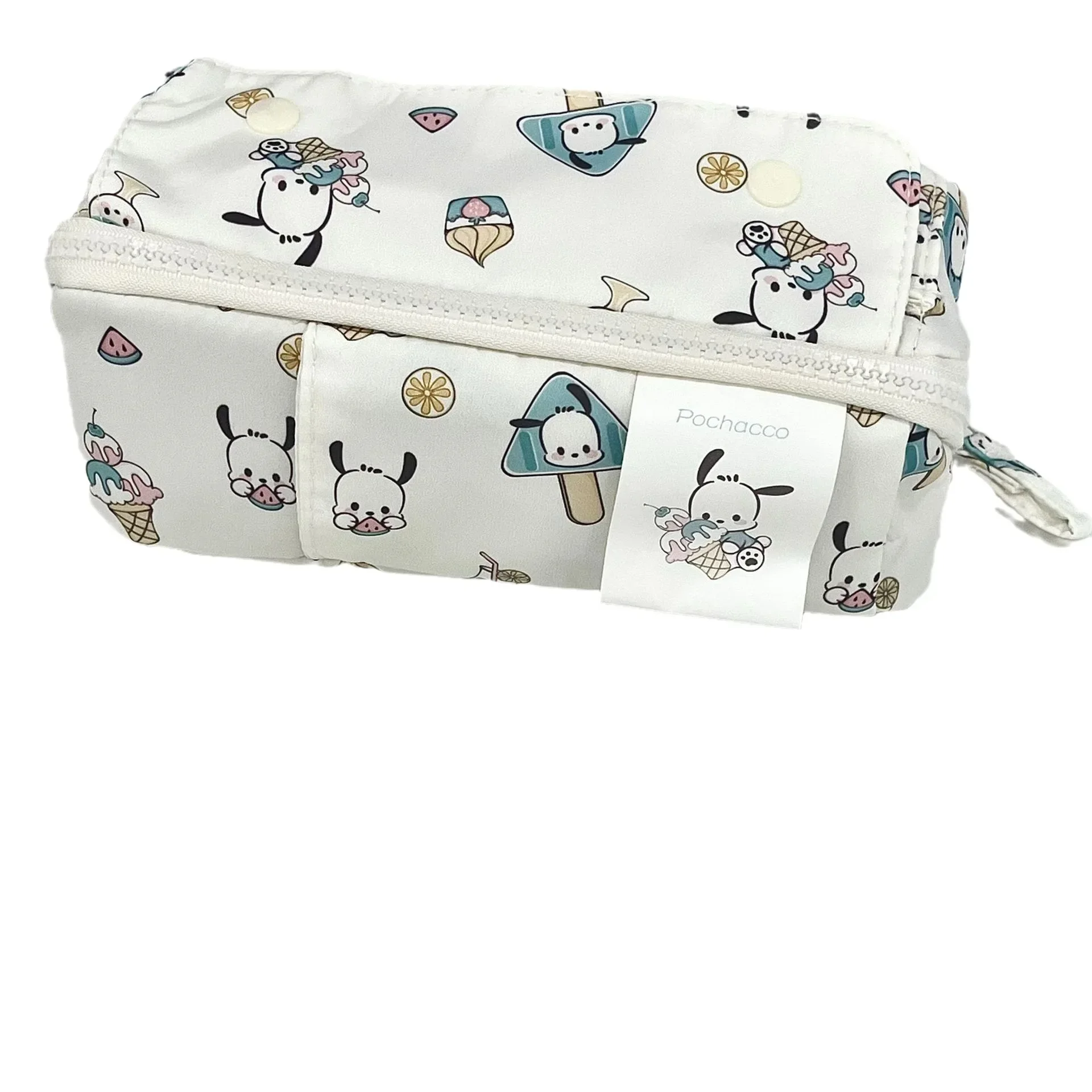 Kawaii Sanrio Pen Bag Pochacco Cute Anime Print Large Capacity Girly Heart Student Simple Double Layer Multifunctional Pen Case