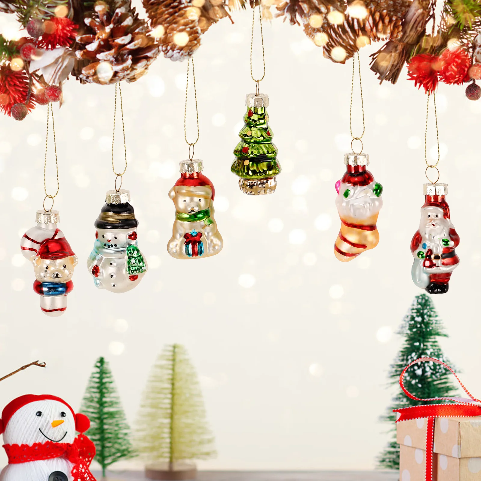 

6Pcs Christmas Tree Pendant Decor Festive Xmas Hanging Ornament for Home Shopping Center Office Space Use Xmas Hanging Ornament