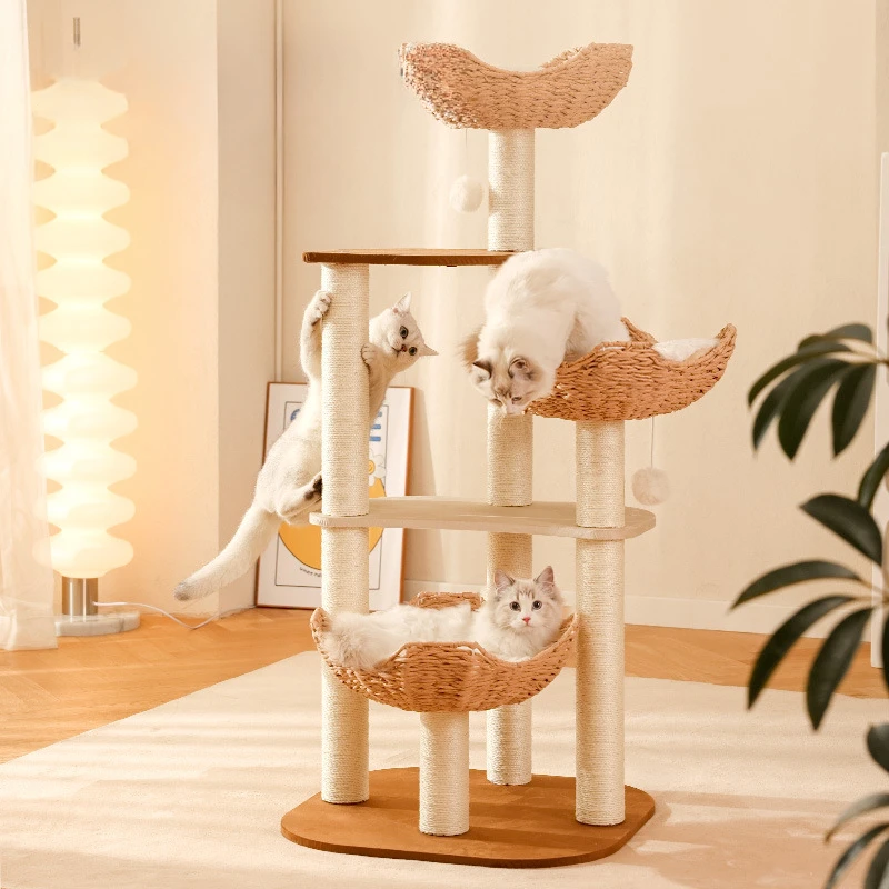 

New Pet Cat Climbing Frame Three-in-one Platform Jumping Platform and Grabbing Post Small Claw-grinding Cat Toy Pet Supplies