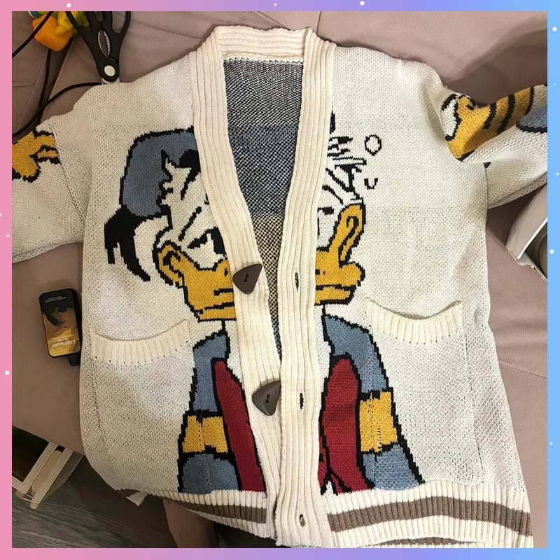 Donald Duck pull Disney Anime dessin animé femmes manteau automne/hiver Cardigan ample tricoté pull haut décontracté fille vêtements cadeau