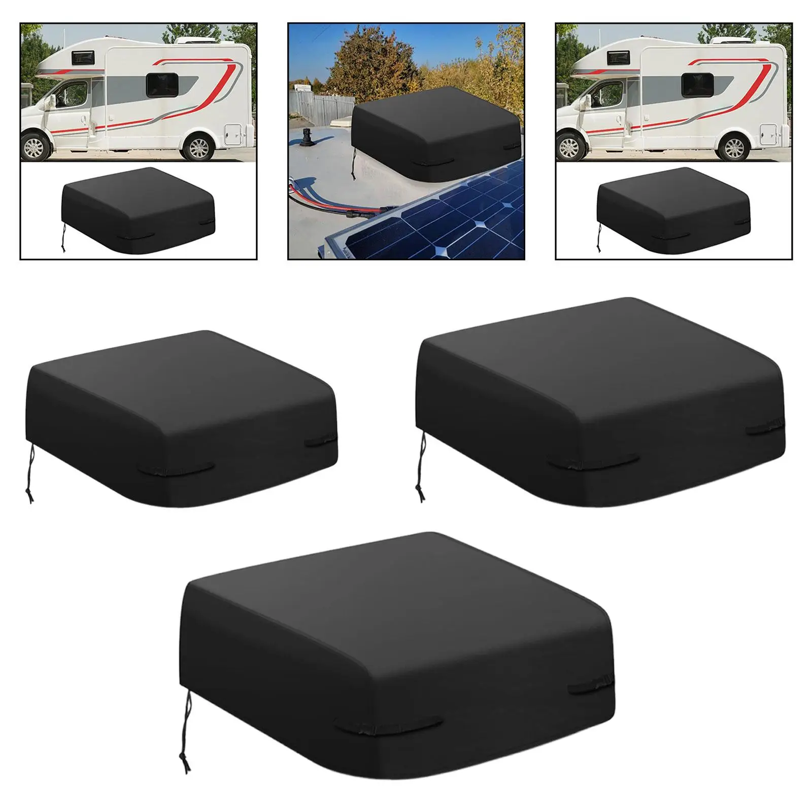 

RV Rooftop Air Conditioner Cover Outside with Drawstring and Buckle Belts for Camper Toy Haulers Camping Hiking Outdoor