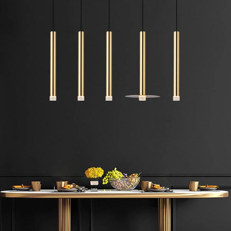 

Nordic Restaurant Aluminium tube pendant lights Modern Bar Bedroom Bedside LED Lighting Dining table lamp Long tube hanging lamp