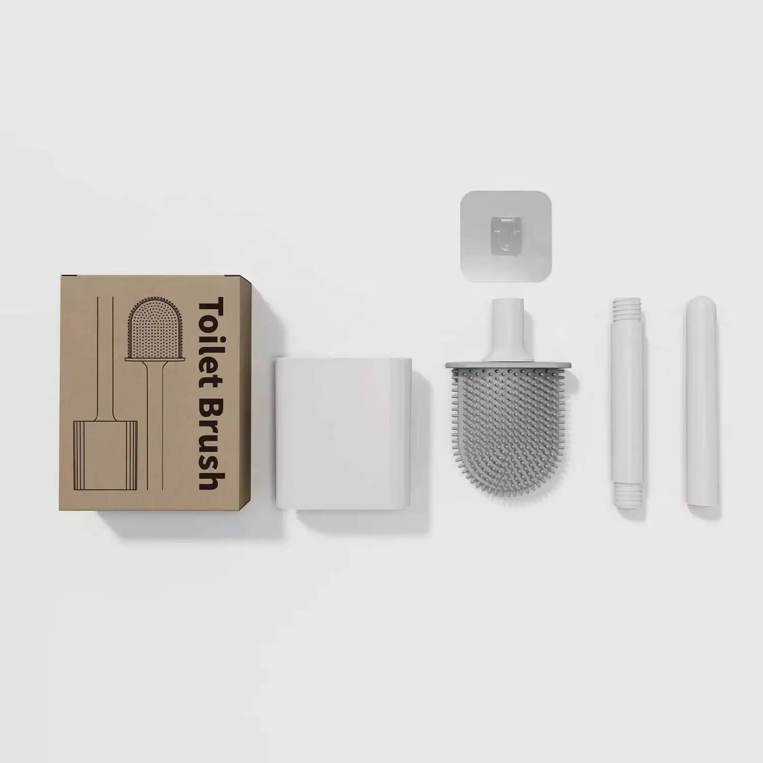 MINI Silicone Toilet Water Leak Proof With Base Wc Flexible Soft Bristles Brush Quick Drying Holder Bathroom.