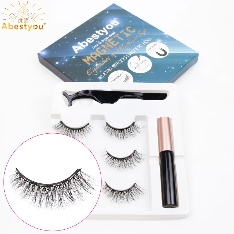 

Abestyou 5d 18mm 3pair Fluffy Natural Mink Effect Magnetic Eyelashes Reutilizables Cils Magnetique Lash Case Eyelash Lifting Kit