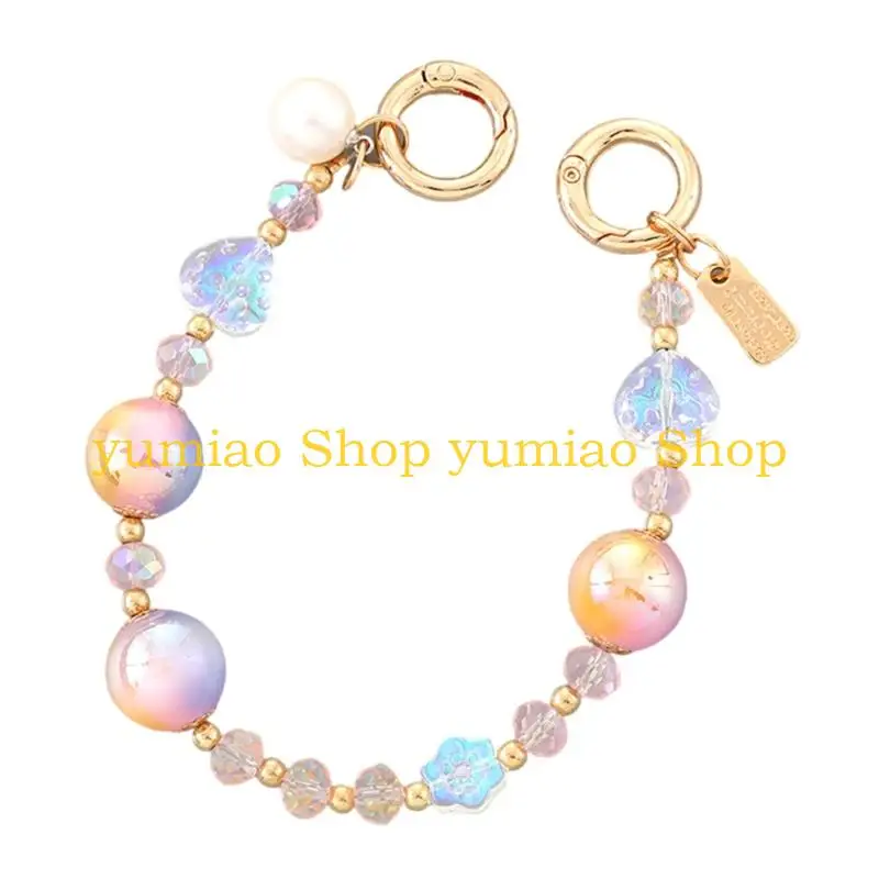 587B Beaded Phone Bracelet Strap,Phone Beaded Wrist Strap Phone Bracelet Lanyard for Women Phone Keychains Charm