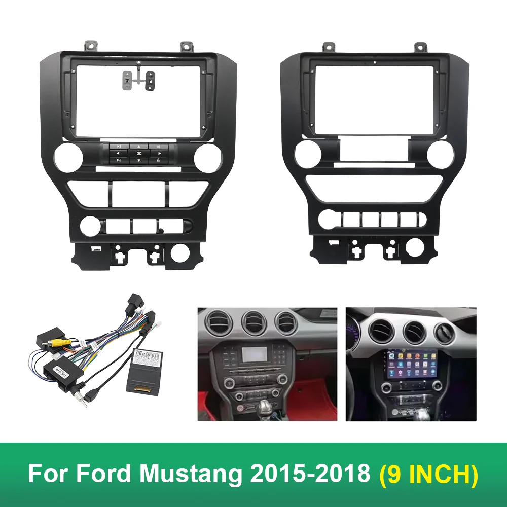 

For Ford Mustang 2015-2018 9 Inch Car Fascia Frame Adapter Canbus Box Android Radio Dashboard Fitting Panel Kit Face Plate