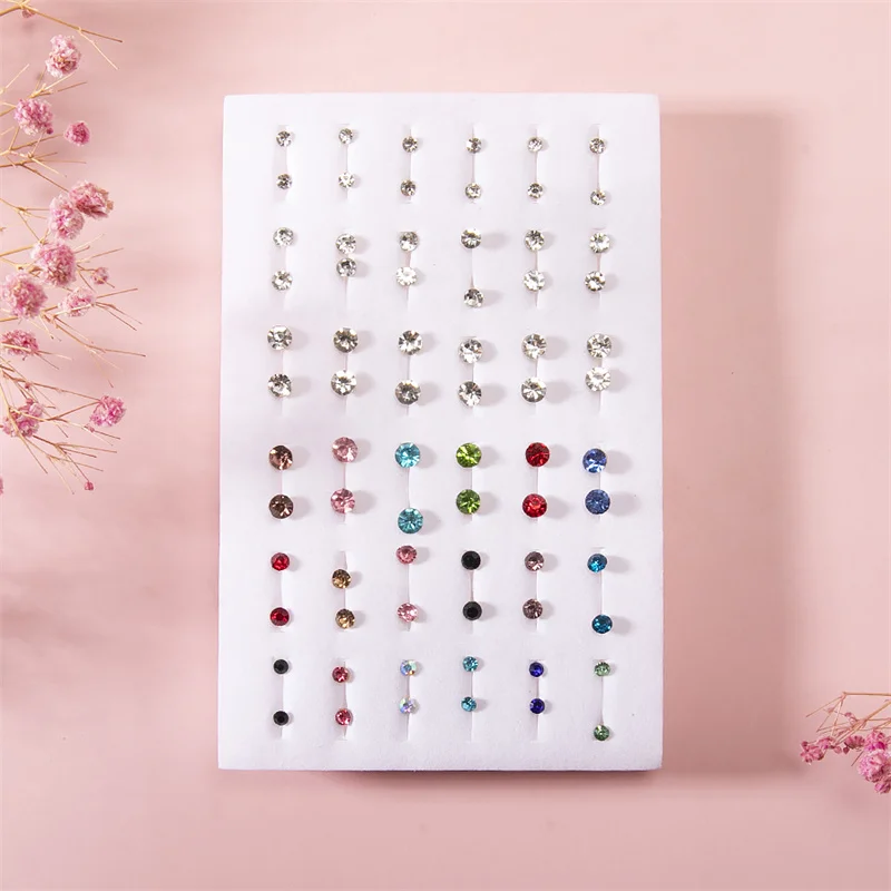 36Pair Mixed Size Colorful Crystal Stud Earrings Set Women Girls Small Plastic Clay Animals Fruit Earrings Set Jewelry Gifts