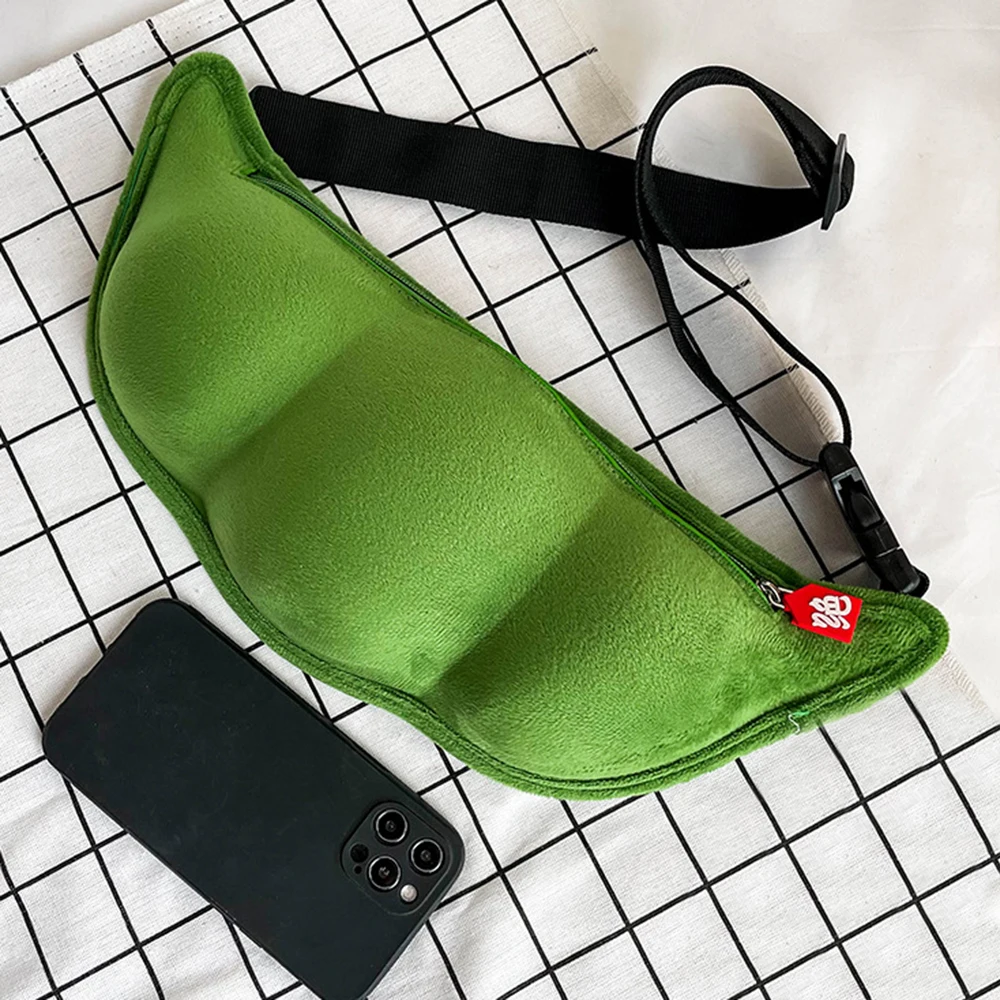 Bolso De Mensajero con forma De Edamame para mujer, Bolsa De hombro De guisante De felpa, divertida, con personalidad creativa