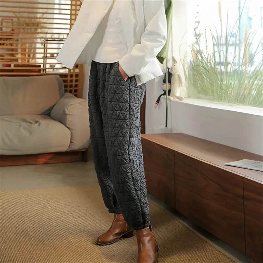 Thicken Warm Quilted Cotton Bloomers Pants Casual Winter Womens Pantalones High Waist 5xl Harem Joggers