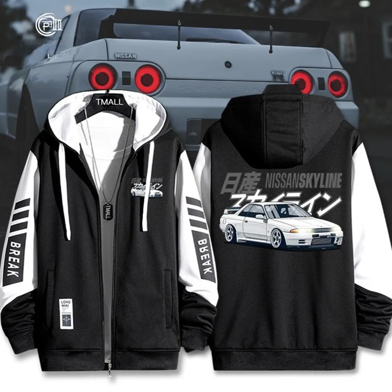 

Мужская толстовка-кардиган с капюшоном в стиле аниме D Racer Car Jacket, дизайн GTR32, для весны, осени и зимы