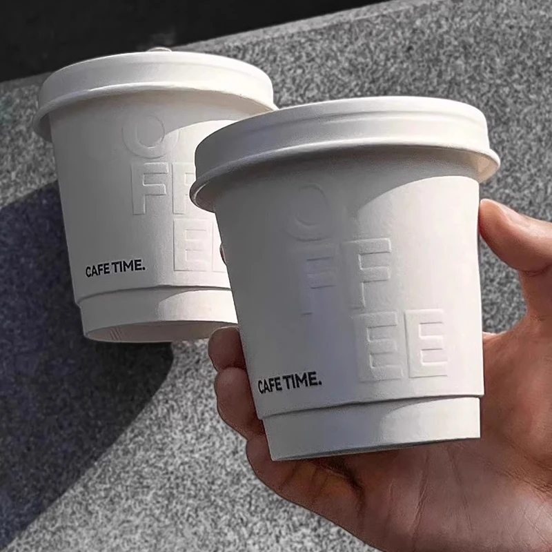 330ml Fashionable Disposable Cups Hot Drink Coffee Cup Milk Teacup Concave Convex Paper Cup External Covered Beverage Cup