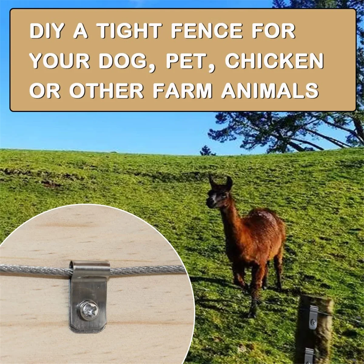 Wire Fence Clips, 100 Pieces Fence Wire Clamps Aluminum for 12-16 Gauge Welded Wire to Wood, Metal or Vinyl Fence