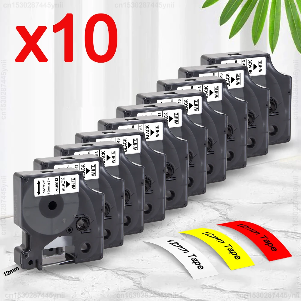 5/10pcs 45013 Black on White Compatible for Dymo D1 Tape 45013 45010 45018 45021 for Dymo LabelManager 160 280 260D Label Maker