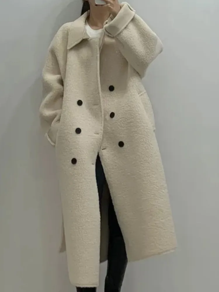 Autunno inverno donna Casual elegante cappotto allentato manica lunga Vintage Chic Solid capispalla soprabito moda femminile vestiti mantello