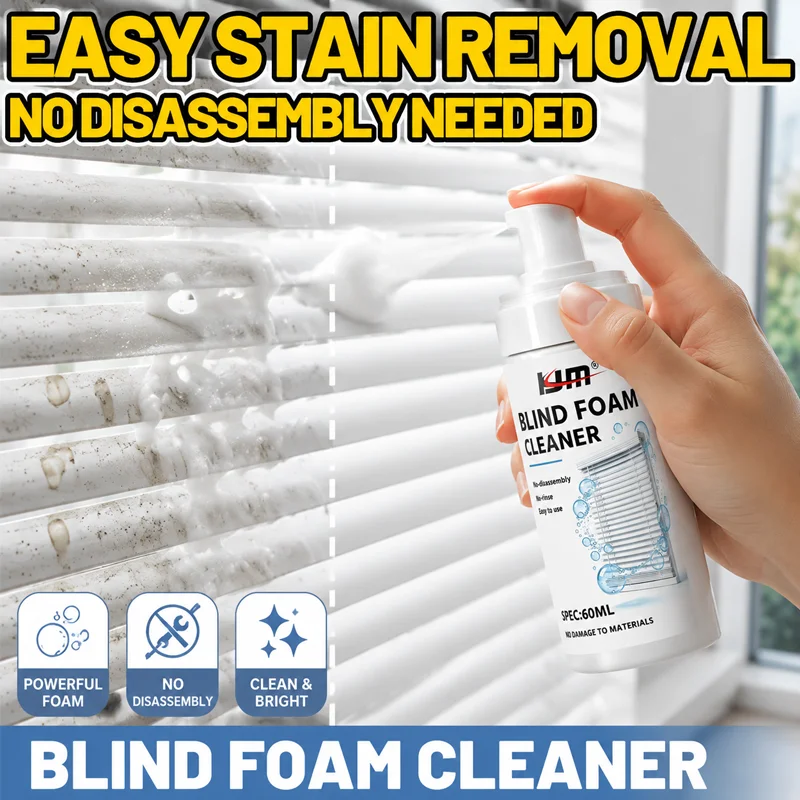 KJM Blind Foam Cleaner Spray No‑Wash Dust Stain Remover for Horizontal Vertical Window Blinds Shutter Household Cleaning Foam