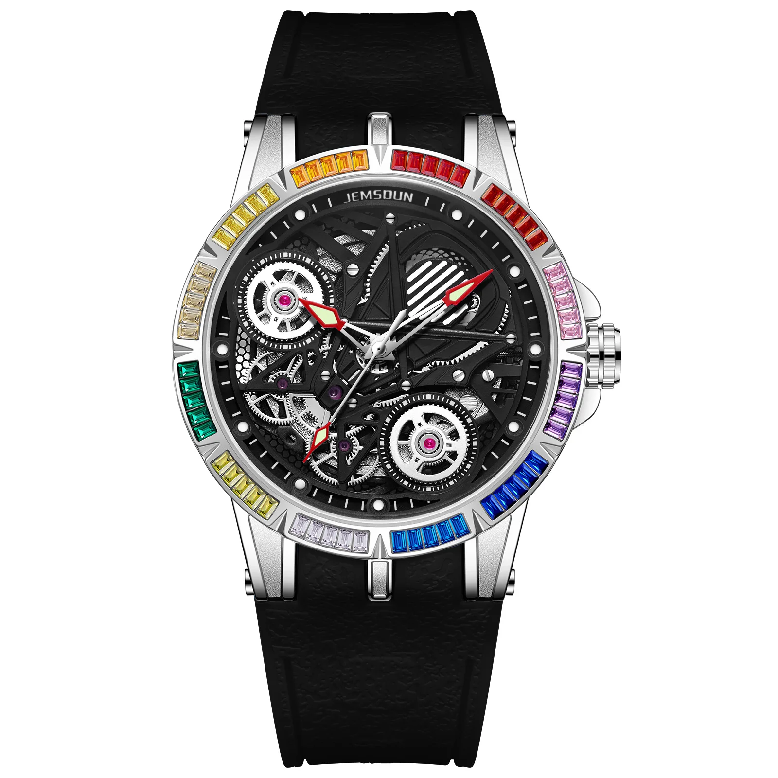 New Diamond Studded Quartz Watch for Men with Large Dial Sport Waterproof Luminous and Mechanical Style Wristwatch