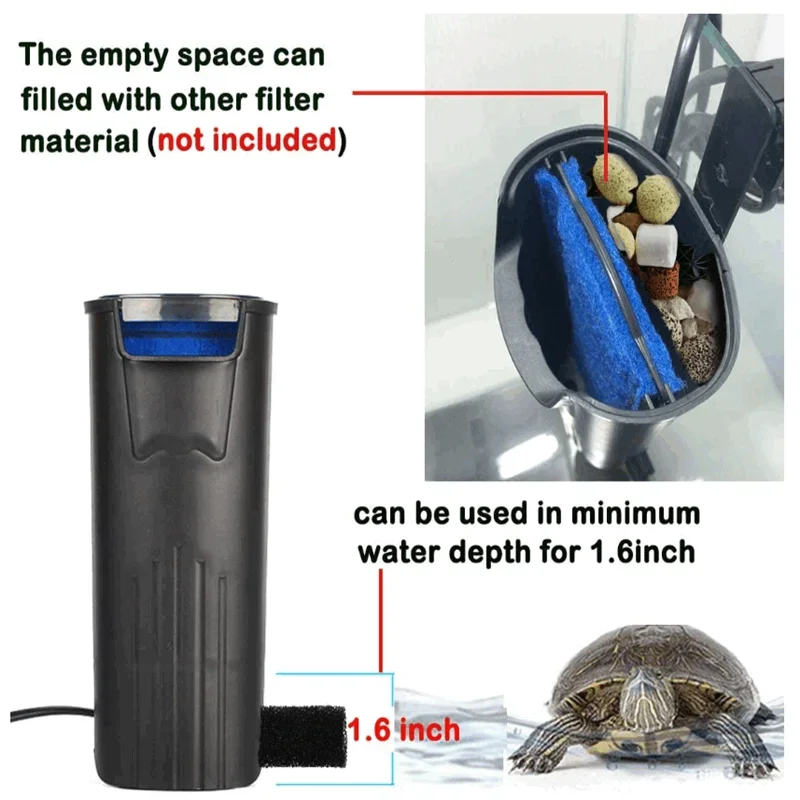 HONGYI Aquarium Turtle Filter Water Pump Biological Filtration Suitable For Reptile Water Tank Low Level Waterfall Filter