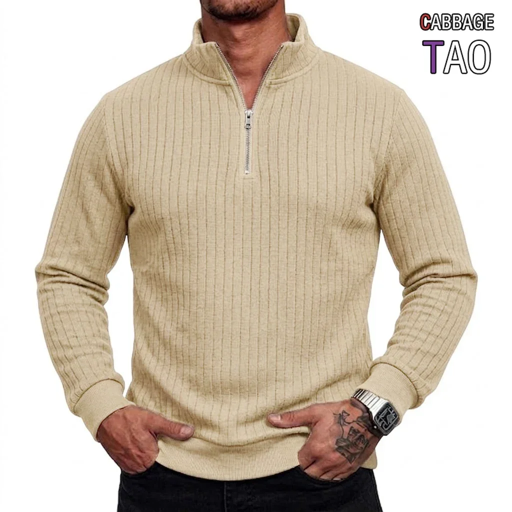 Mens Zipper Sweat Top Premium Striped Hooded Jumper Gym Male VNeck Zipper Urban Attire Stand Neck Flight Track Outer Garment