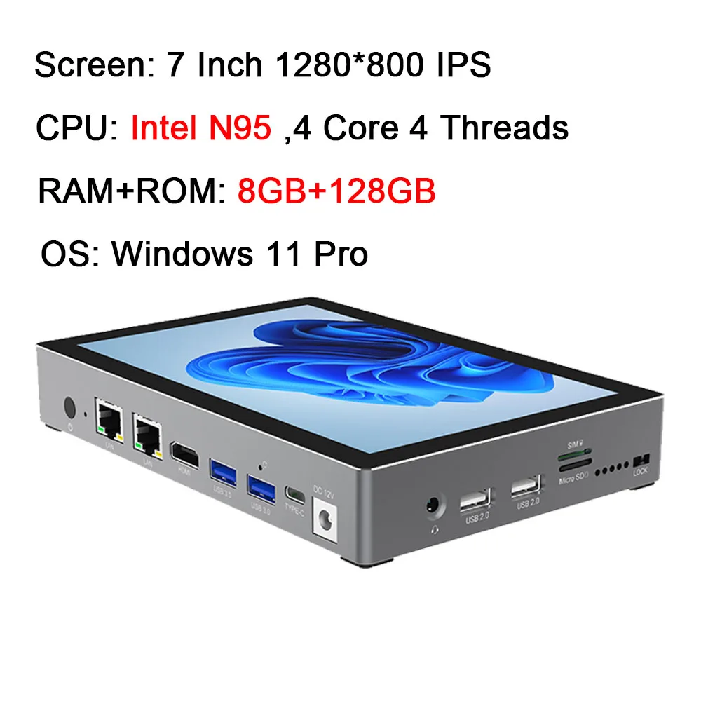 Higole F9B Pro 7'' Mini PC Intel N95 Windows 11 WiFi5 16GB 512GB