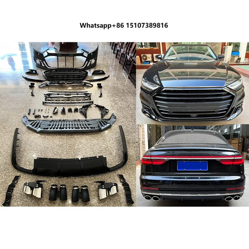 2019-2021 New Front & Rear Bumper Body Kit with Fog Light Cutouts Bolt-On Retrofit Upgrade Universal Fitment A8
