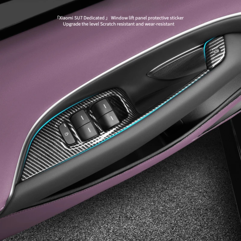 

For Xiaomi SU7 Liter Window Button Panel Decorative Sticker Interior Modification Glass Lifting Carbon Fiber Pattern Accessories