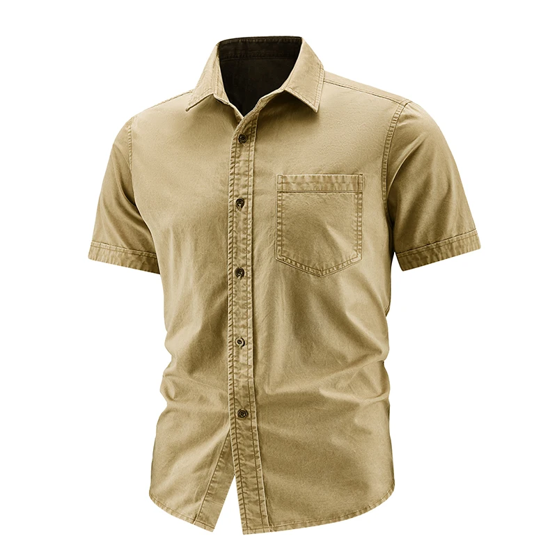 

Summer Cargo Short Sleeve Shirt Men's Casual 100% Cotton Military Tactical Shirt Outdoor Camp Hiking Safari Work Shirt