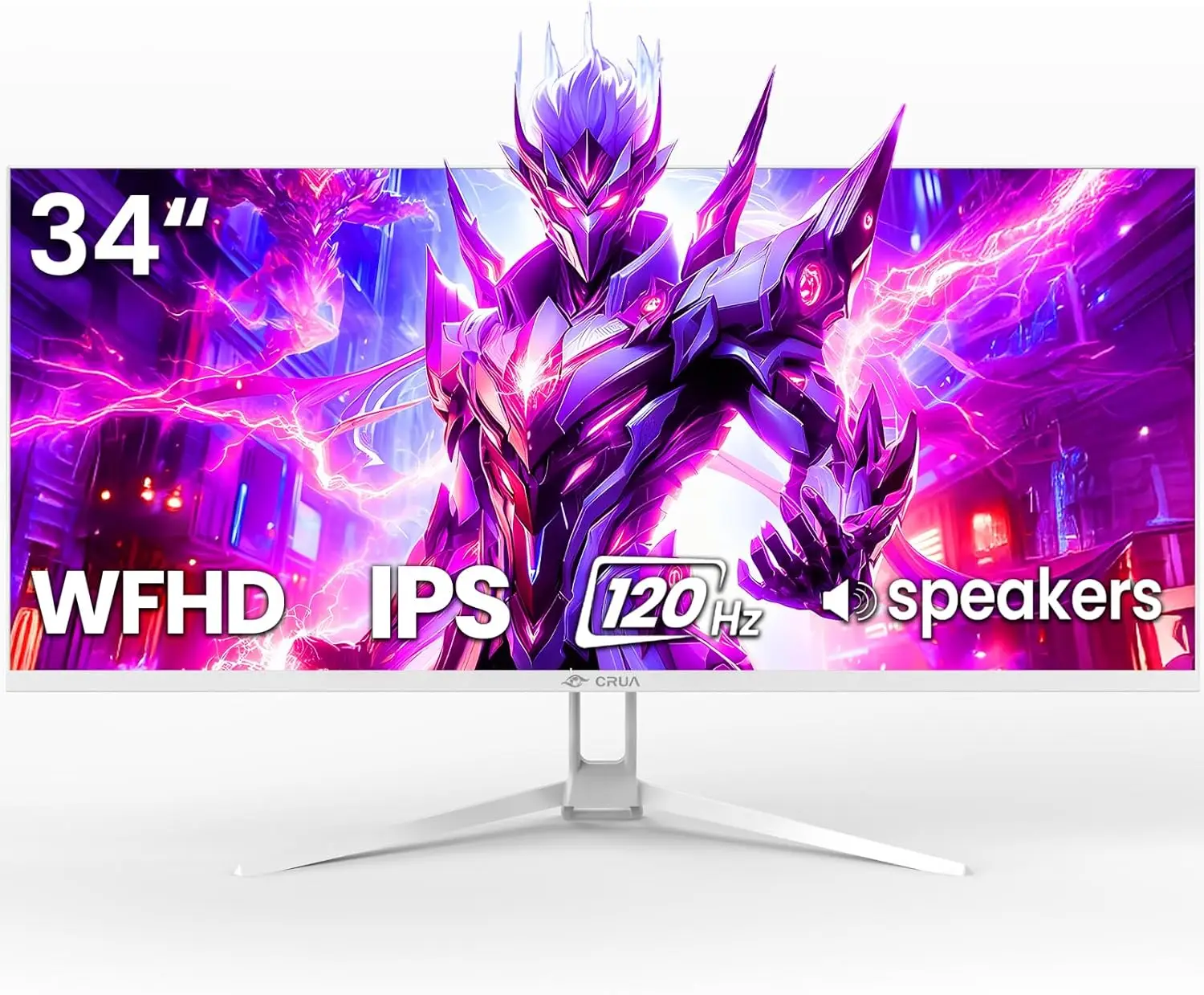 

34-дюймовый ультраширокий игровой монитор 120 Гц, IPS-панель WFHD с AMD FreeSync, встроенными динамиками, возможность крепления на стену - белый