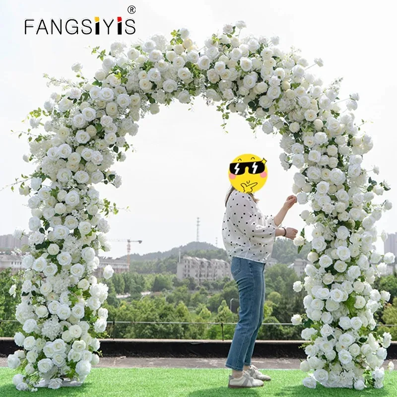 

White Luxury Rose Greenery Leaves Flowers Arrangement Wedding Backdrop Deco Prop Party Arch Hanging Floral Event Table Centerpie