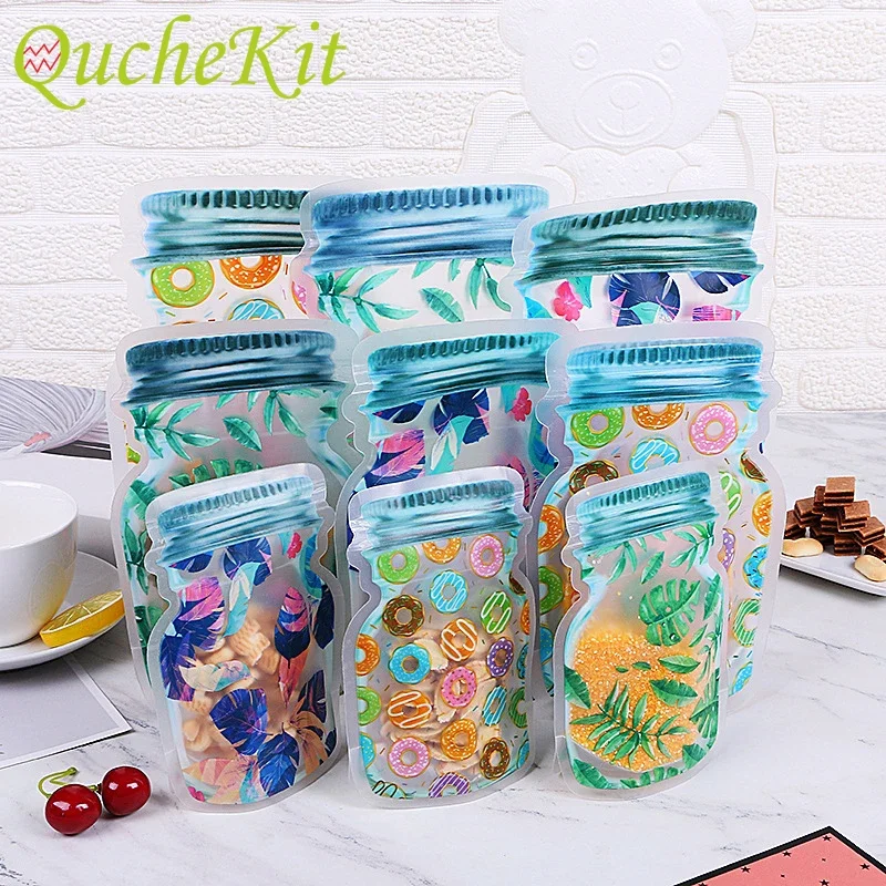 Portable Mason Jar Zipper Bags Seal Fresh Food Storage Bag Tea Nuts Candy Food Saver Bags Reusable Kitchen Food Organizer