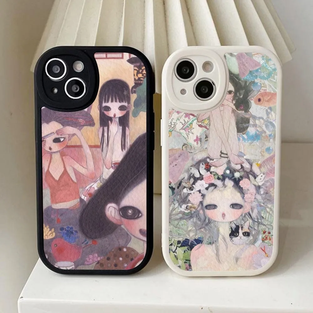 S-Selling Aya Takano Phone Case Hard Leather For iPhone 16 15 14 13 12 Mini 11 14 Pro Max Xs X Xr 7 8 Plus Fundas