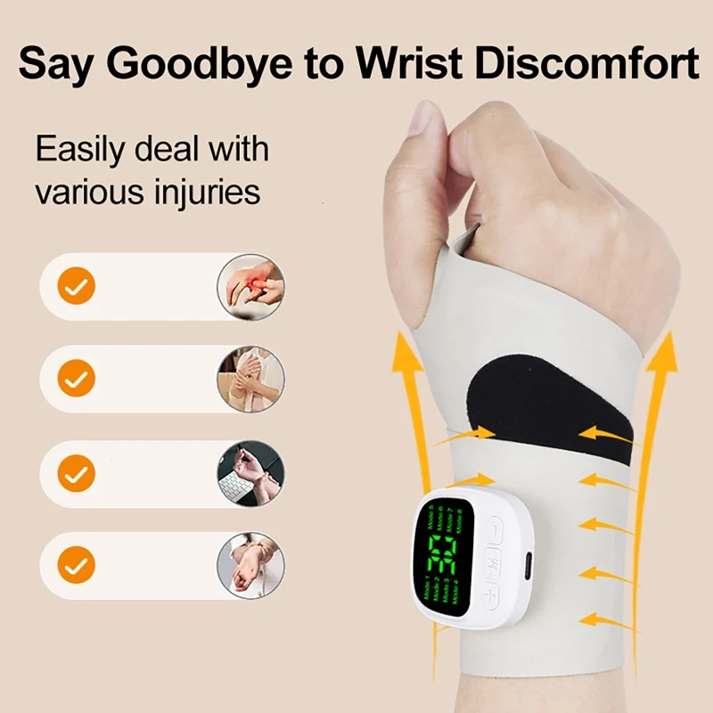 8 طرق 30 مستويات مدلك المعصم الكهربائية القابلة لإعادة الشحن تدليك الاهتزاز اليد يخفف التهاب غمد الوتر وتعب النفق الرسغي