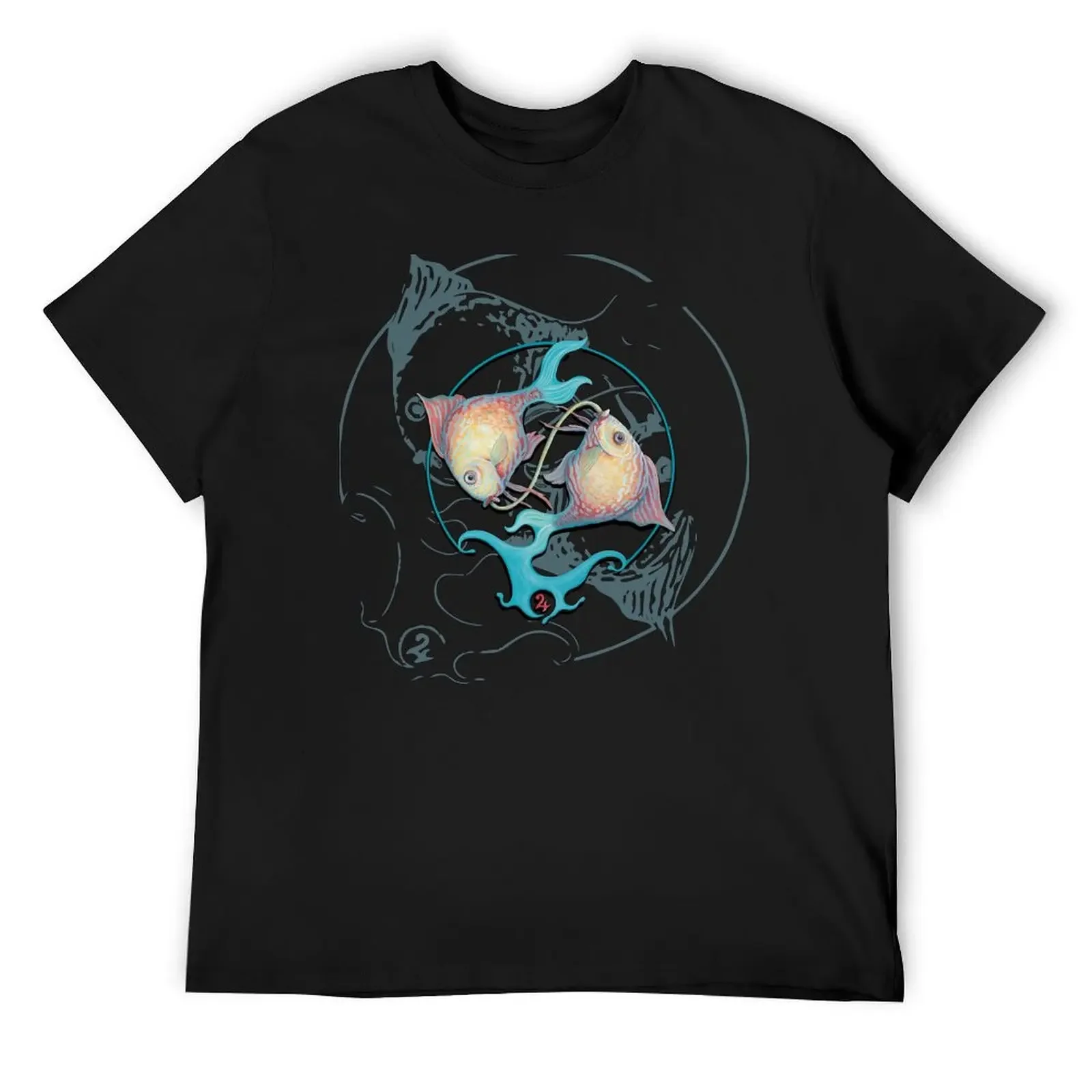 Tropical Twin Fish (black) T-Shirt street wear kawaii clothes tee shirts for men