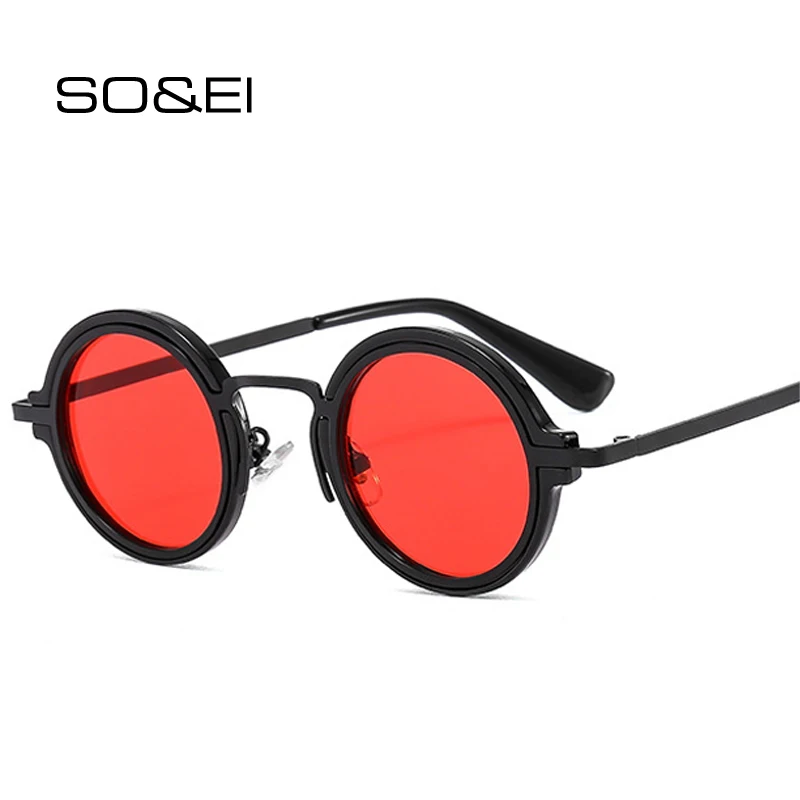 SO & EI Fashion małe okrągłe męskie punkowe okulary przeciwsłoneczne Retro jasne gradientowe odcienie UV400 damskie trendy okulary przeciwsłoneczne