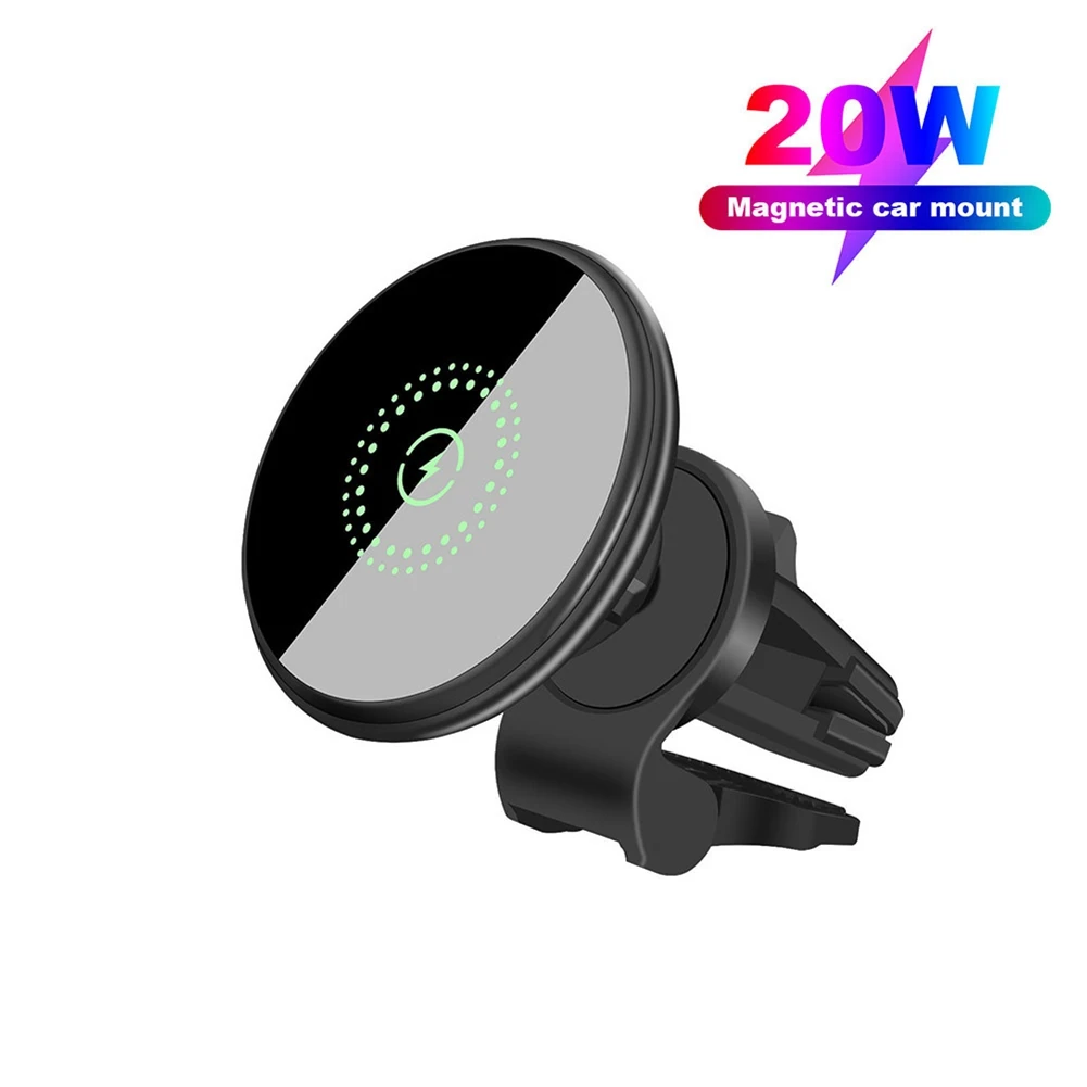 Car Magnetic Phone Holder Fast Wireless Charger 20W Magnetic Attraction Charger Vehicle Air Vent Mount For Iphone 12 13 14