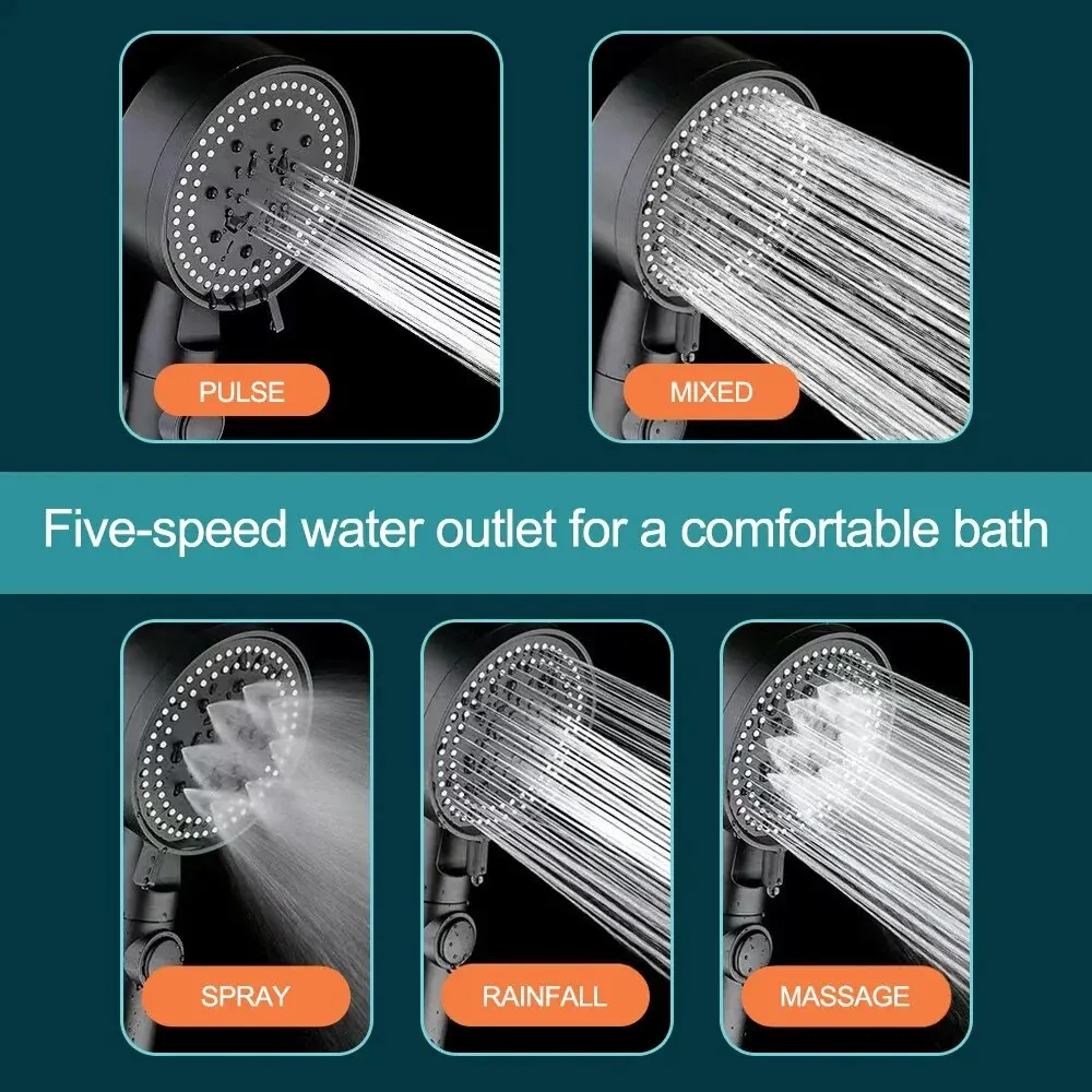 High Pressure Shower Head 5 Modes Adjustable Water Saving Shower Head Water Massage Shower Head Bathroom Accessories