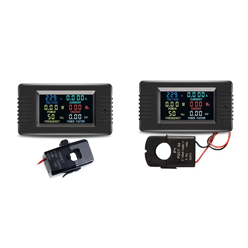 A73P-Peacefair PZEM-022 Digital Electronic Meter 6In1 Color LED Screen Single Phase Energy Meter Voltmeter Kwh Meter+Open CT