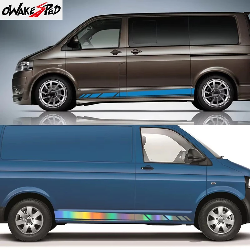 2PCS Car Door Side Stickers For Volkswagen VW Transporter T3 T4 T5 T6 Camper Van Long Line Graphics Vinyl Decals Accessories