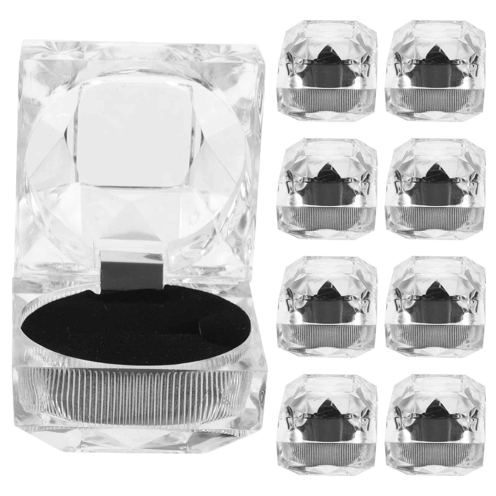 

10Pcs Jewelry Storage Box Acrylic Ring Organizer for Rings Earrings Small Accessories Elegant Display Case Travel Home Use