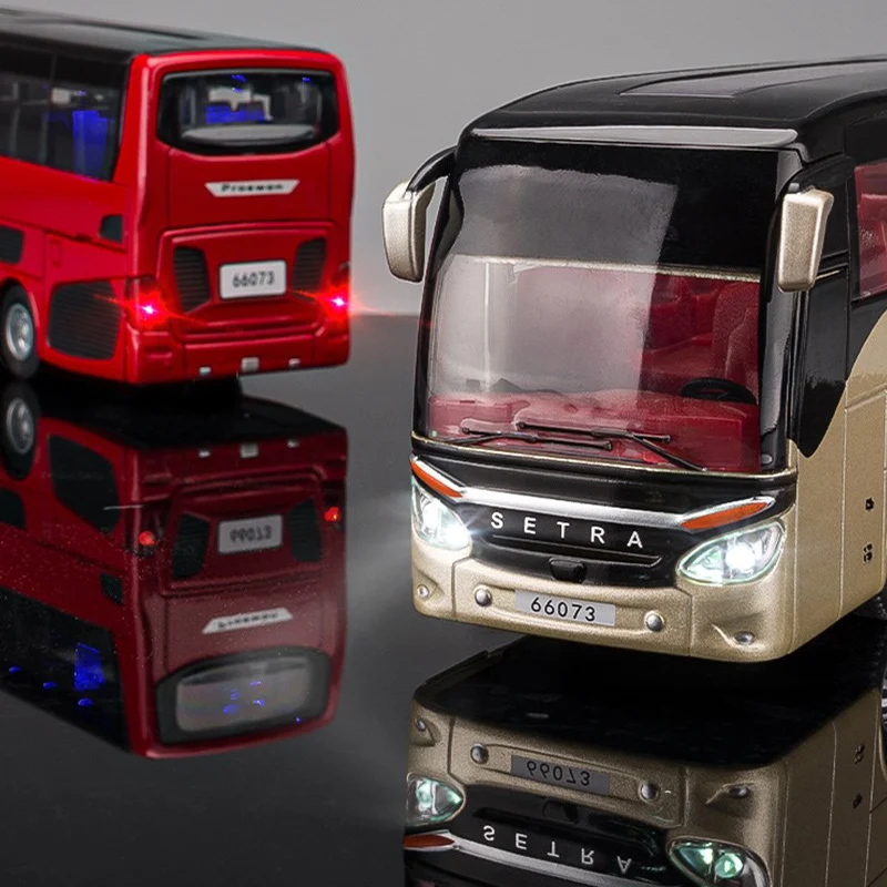 نموذج فاخر لحافلة رجال الأعمال في المطار نموذج سيارة مصنوع من المعدن لعبة معدنية نموذج حافلة المرور في المدينة نموذج صوت خفيف هدية للأطفال #6