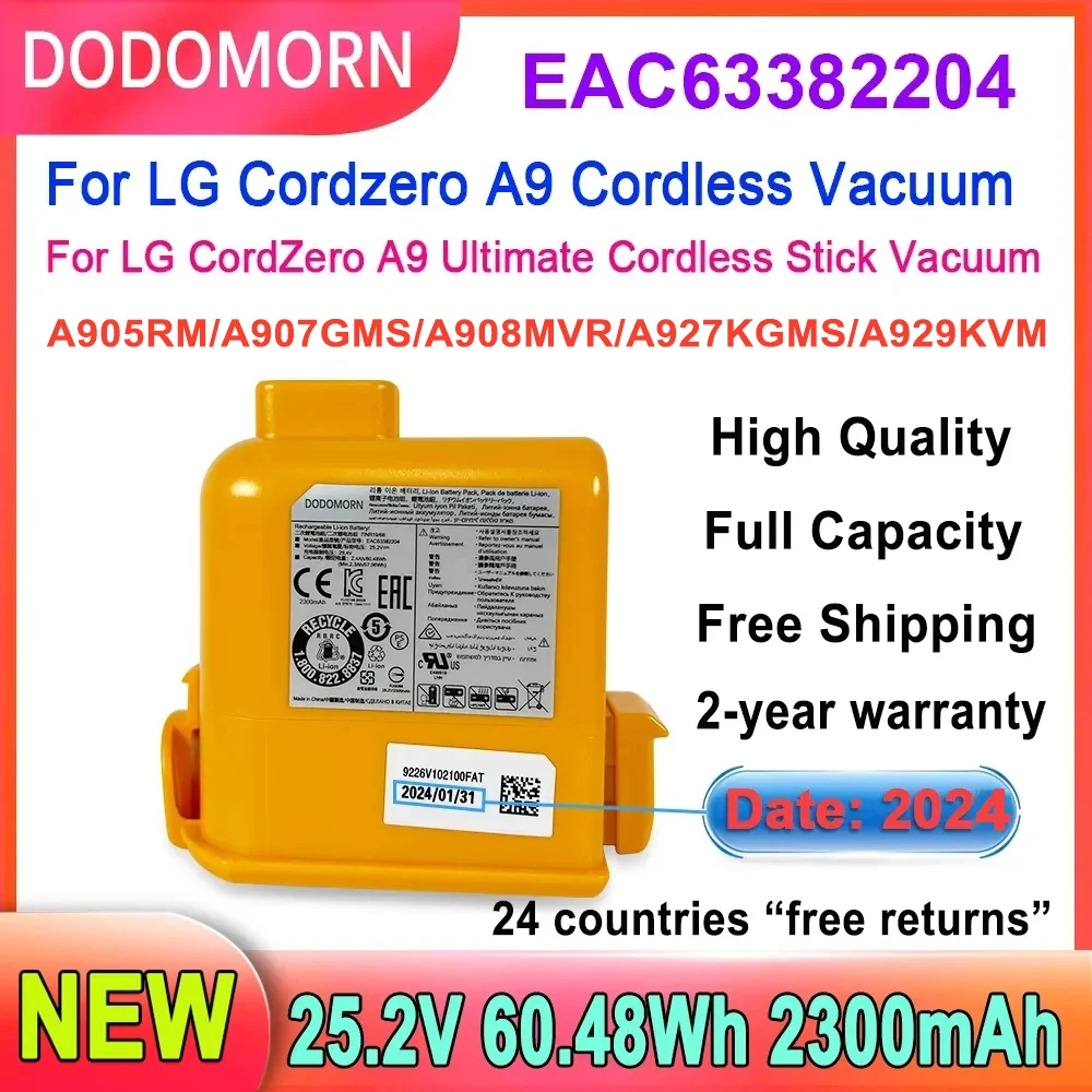 25.2V EAC63382204 Lithium Ion Battery For LG Cordzero A9 Cordless Vacuum A9+ A9Plus A9M A9MASTER2X A9MULT12X A9PETNBED A9MULTI