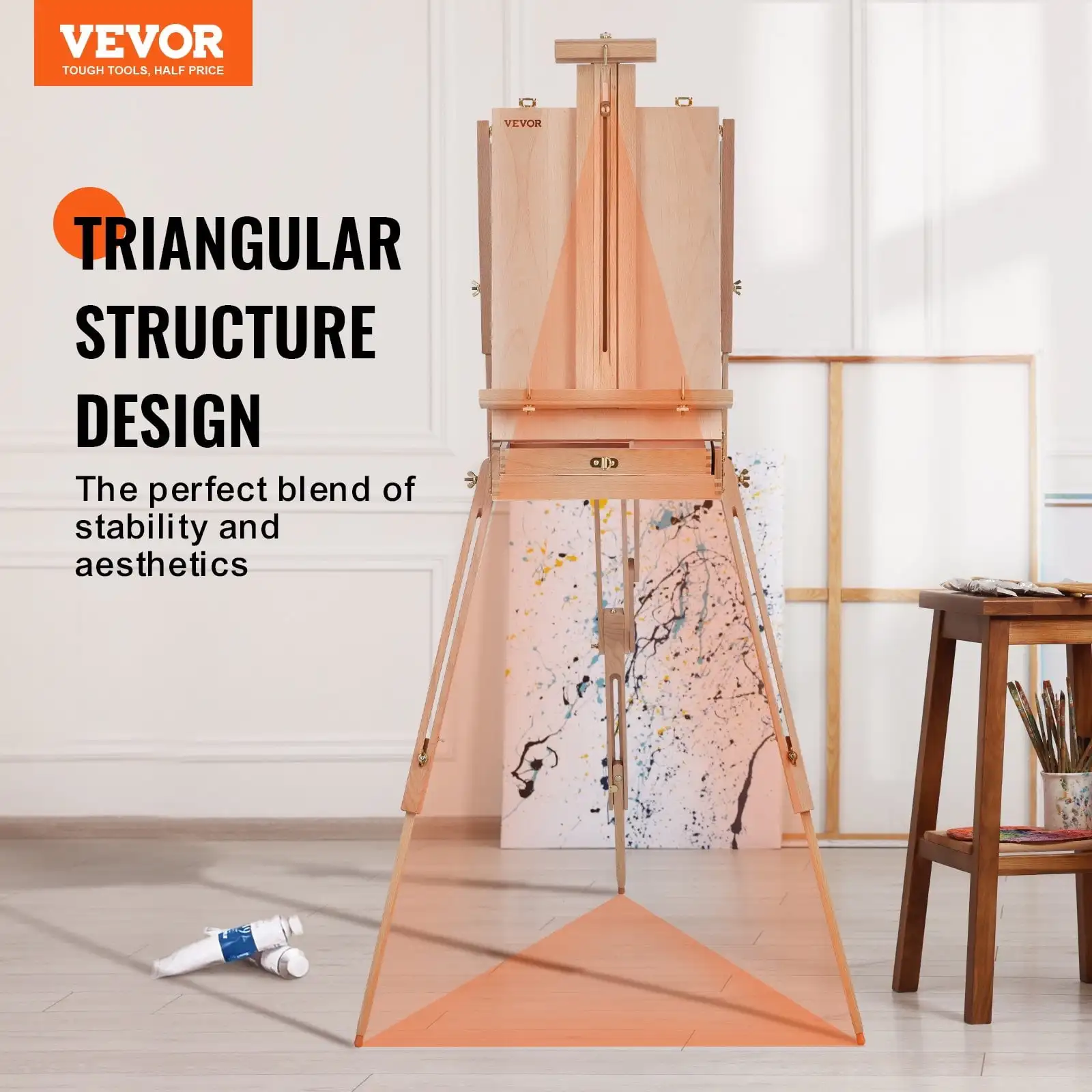 

French Easel Hold Canvas to 34" Beechwood Foldable Sketchbox Easel Drawer