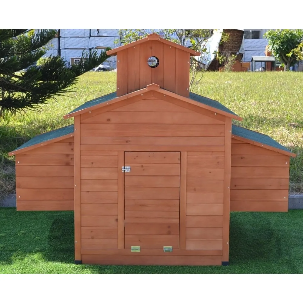 Deluxe Large Wood Chicken Coop Backyard Hen House 6-10 Chickens with 6 Nesting Box