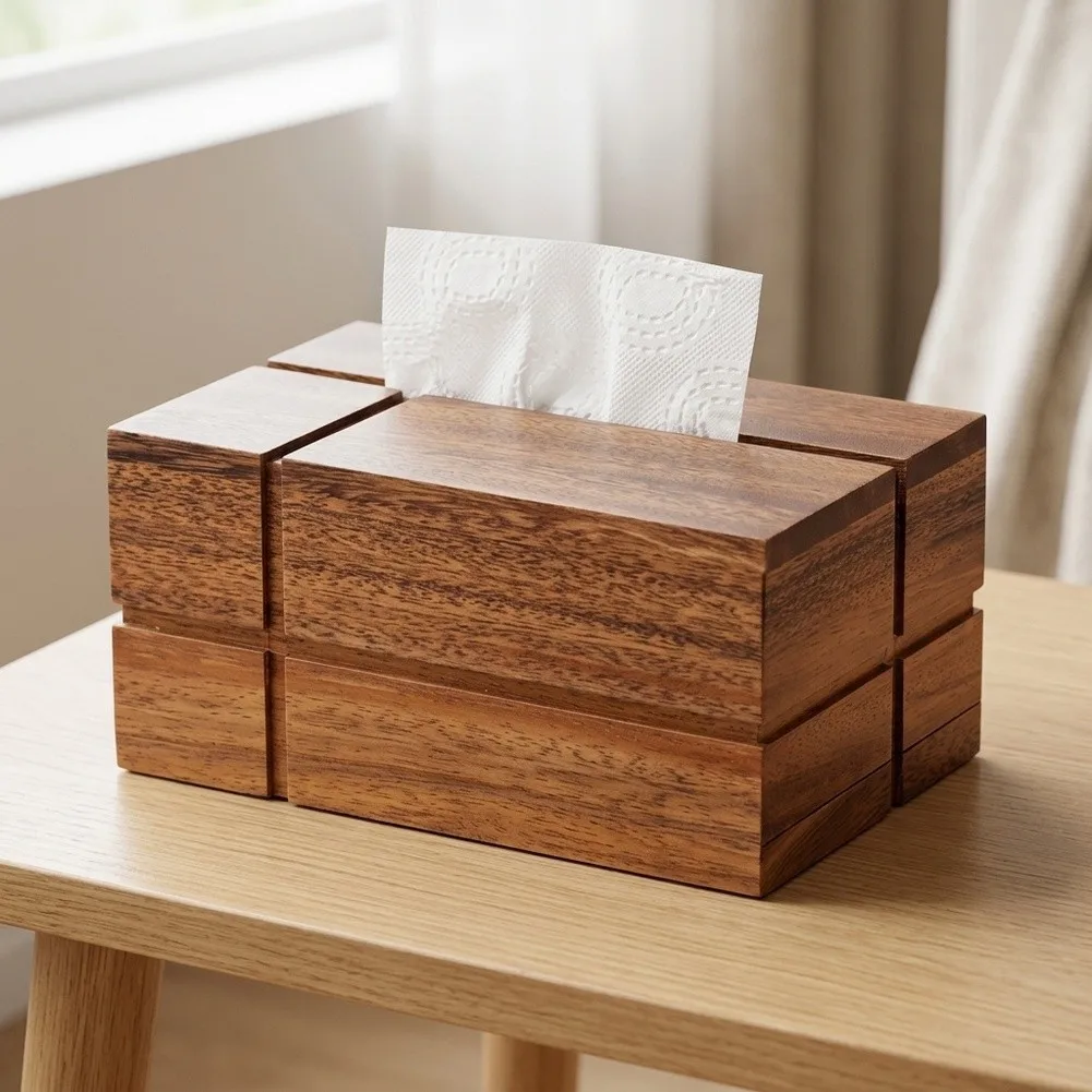 Discreet Storage Box Living Room Storage Walnut Box Plant-Based Oil Coating Sleek Profile Design Discreet Storage
