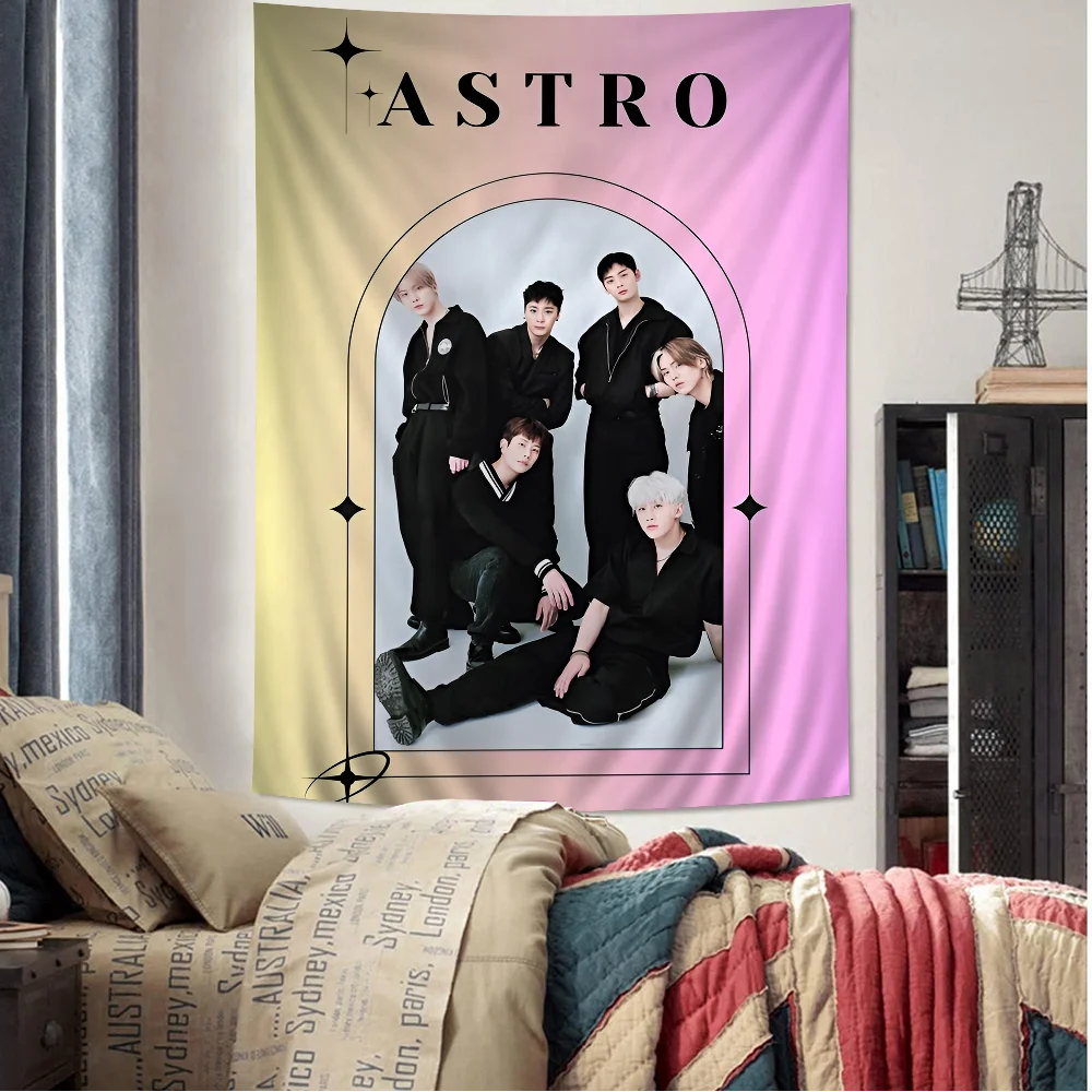 Korea Kpop A-Astro Banner Printed Large Wall Tapestry Hanging Tarot Hippie Wall Rugs Dorm Home Decor