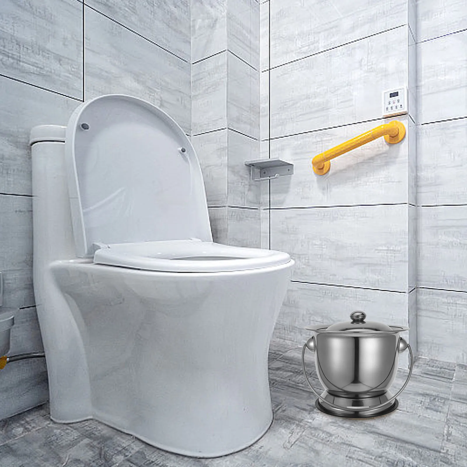 

Stainless Steel Urinal Chamber With Lid Large Capacity Portable Toilet Bedpan For Adults Pregnant Women Elderly Camping Travel