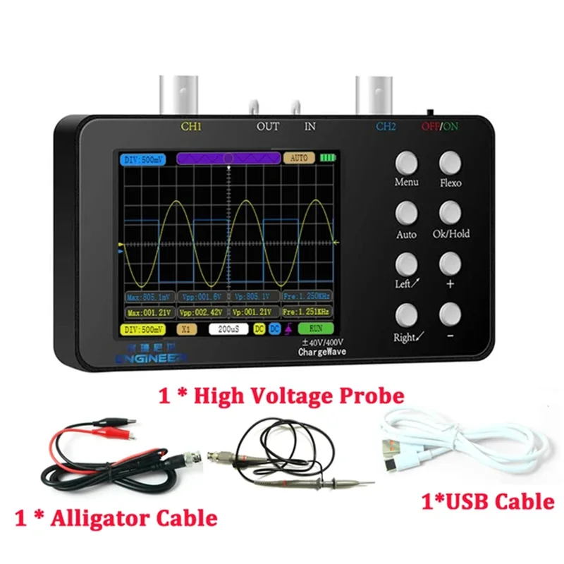 Dual Channels Digital Handheld Oscilloscope PWM 50M 10Mhz Sampling Rate 2.5KSa/S Analog Bandwidth for Electronic Repair Tools