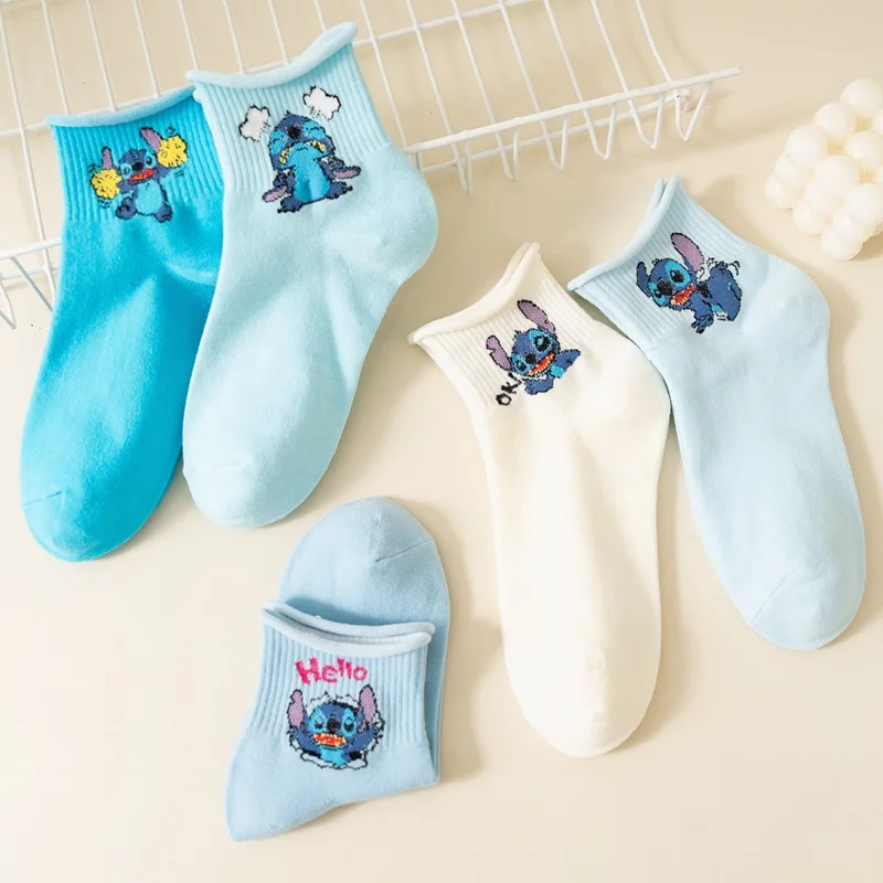 

1pair Fashion Anime Cartoon Girls Socks Stitch Kawaii Women Socks creative Skateboard socks Fashion knee-high Socks Size 34-40